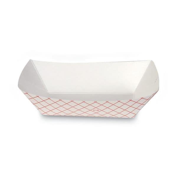 DIXIE Kant Leek 6.25 in. x 4.7 in. Red Plaid Disposable Paper Food Tray, 1 lbs. Capacity, Platters and Trays (1000 Per Case)
