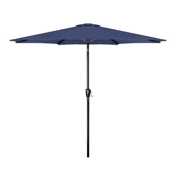 cenadinz 9 ft. x7. 7 ft. H Stainless Steel Market Patio Umbrella in Dark Blue