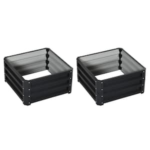 2 ft. x 2 ft. x 1 ft. Grey Steel Raised Garden Bed Box with Steel Frame for Vegetables, Flowers and Herbs (2-Pack)