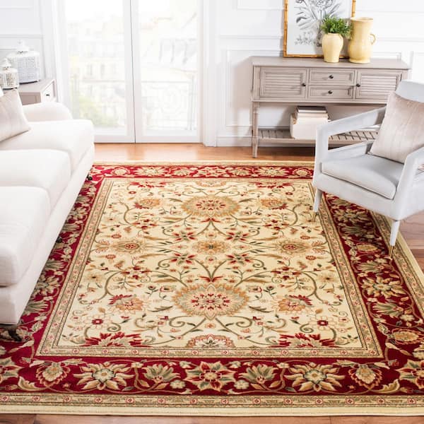 Lyndhurst 8 ft. x 10 ft. Ivory/Red Floral Area Rug