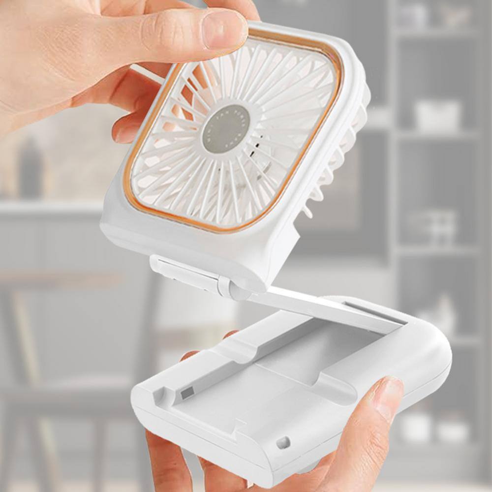 White Foldable Desk Fan with 4000mAh Power Bank and Tilt Feature