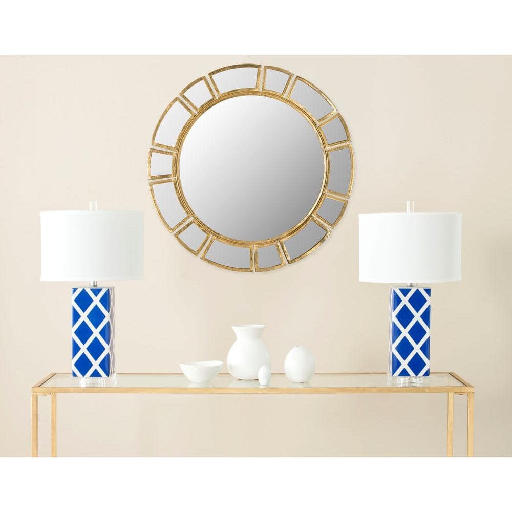 Elegant Gold Sunburst Round Wall Mirror, 30"