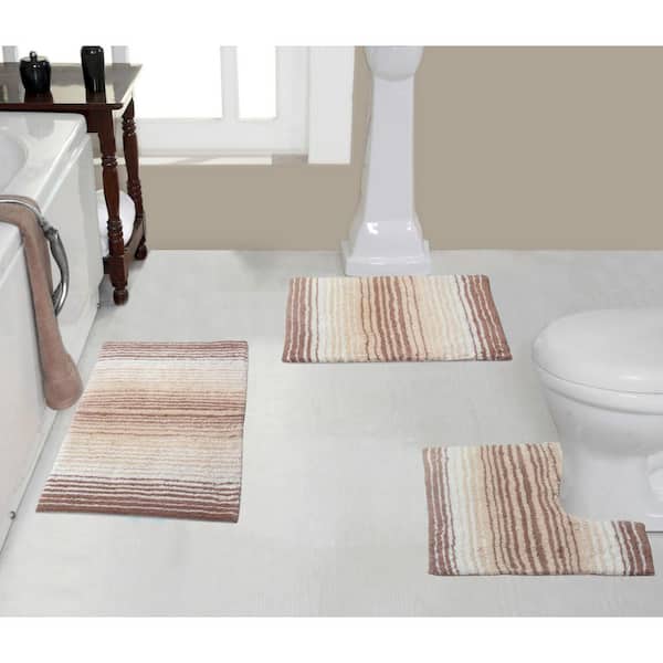 3pcs/set Simple Style Solid Color Toilet Wash Shower Bathmat