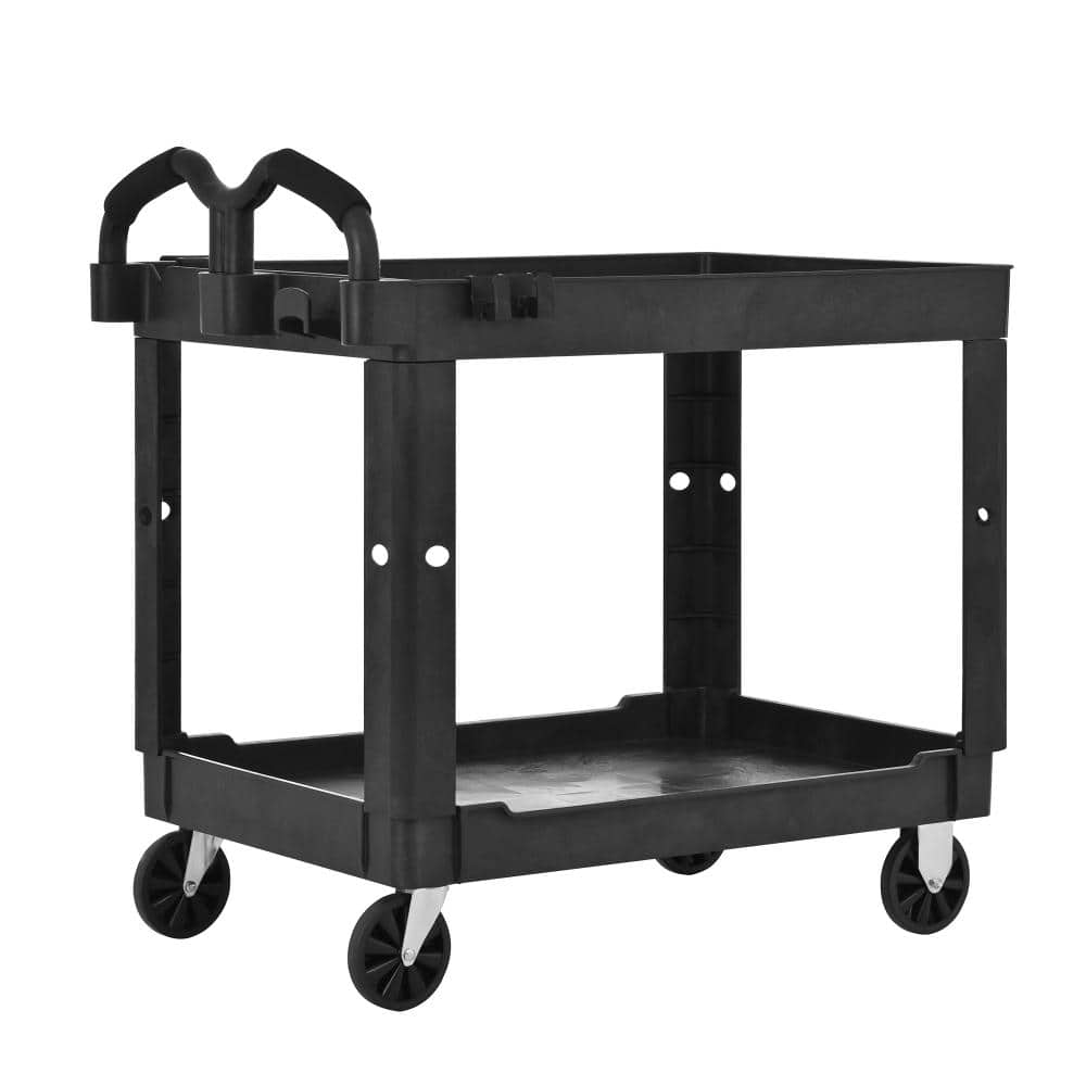 Avex 38.2 in. W 2-Shelves Dark Gray Polypropylene 550 lbs. Capacity Hand Truck Rolling Tool Cart with 2 Brake Wheels