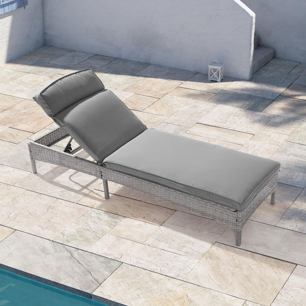 Patio Lounge Sofa Grey PE Wicker Adjustable Angles Suitable for Backyard, Patio and Porch with Gray Cushion price history on PriceWatchPro