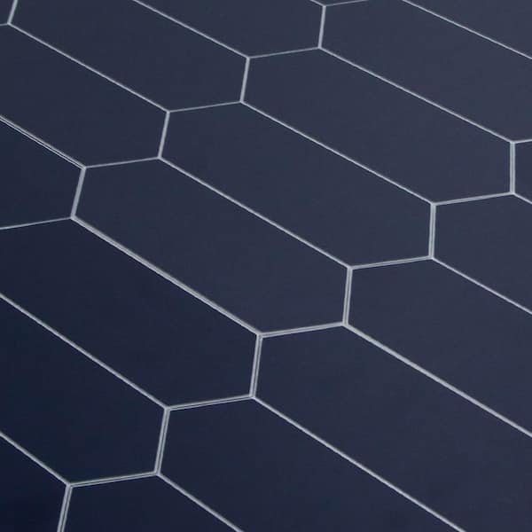 Navy Blue 12 in. x 11.22 in. Long Hexagon SPC Peel and Stick Backsplash Wall Tile (10-Pack)