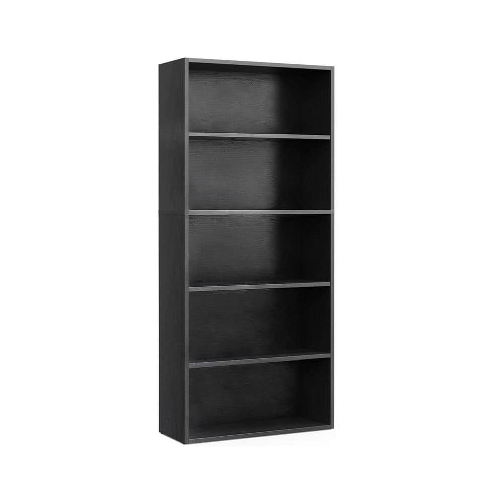 5-Shelf Black Freestanding MDF Open Bookcase, Pantry Display Storage Shelves for Kitchen, Living Room, Office, Bedroom price history on PriceWatchPro