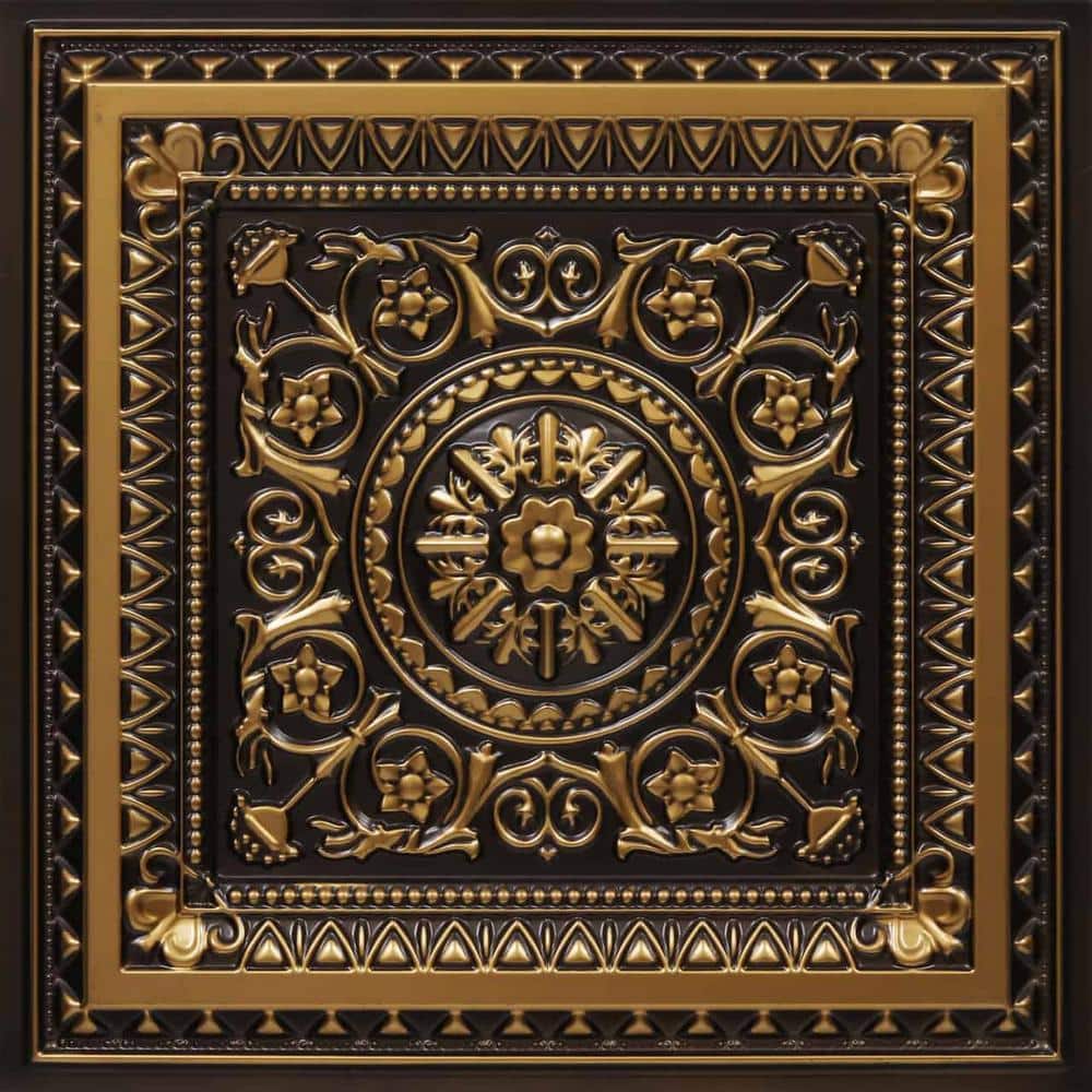 Antique Gold 24" Square PVC Ceiling Tiles, 25-Pack