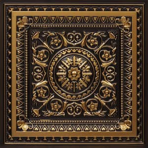 La Scala Antique Gold 2 ft. x 2 ft. PVC Glue-up or Lay-in Faux Tin Ceiling Tile (100 sq. ft./case)