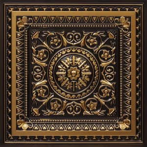 La Scala Antique Gold 2 ft. x 2 ft. PVC Glue-up or Lay-in Faux Tin Ceiling Tile (200 sq. ft./case)