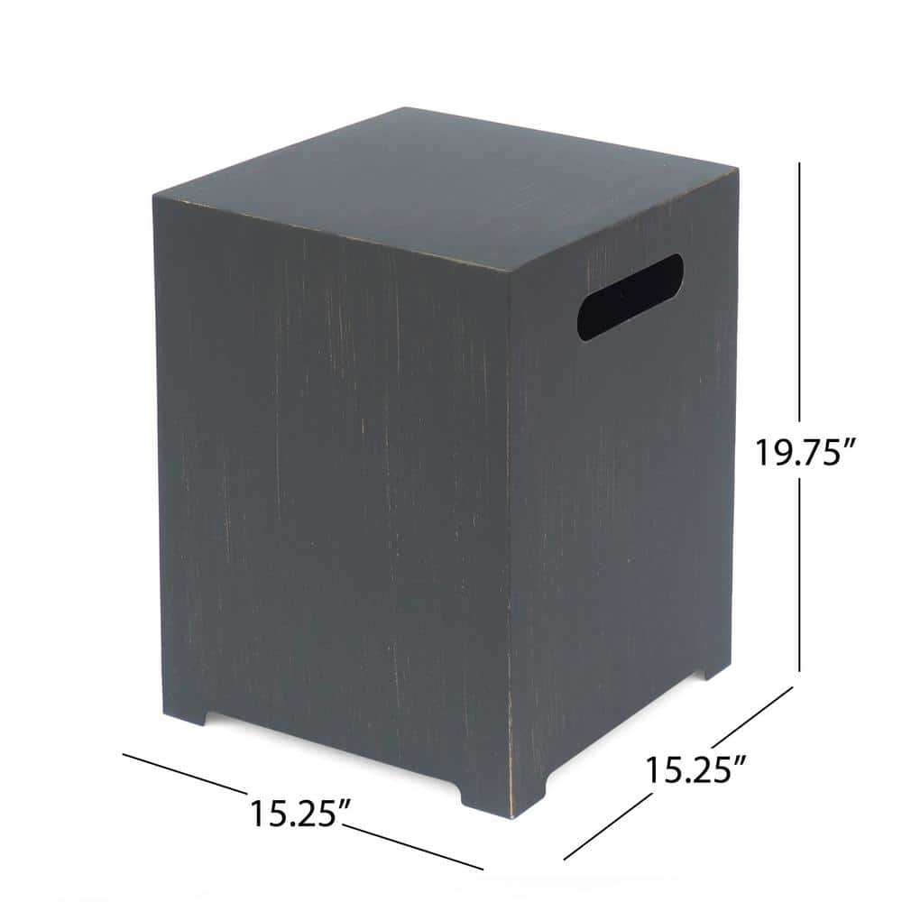 Brushed Brown Metal Outdoor Side Table and Tank Holder