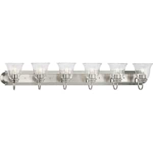 Clear Glass 48 in. 6-Light Brushed Nickel Transitional Vanity Light with Clear Glass for Bathroom
