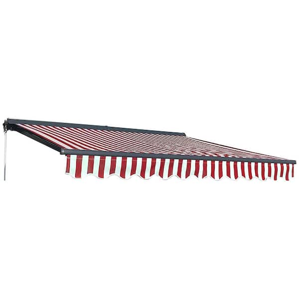 ALEKO 10 ft. Half Cassette Retractable Awning (96 in. Projection) in Red and White