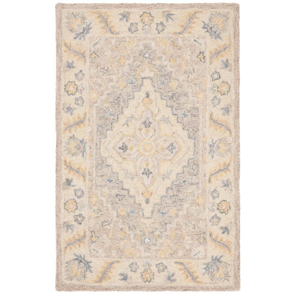 Handmade Gray Wool Tufted Rectangular Area Rug