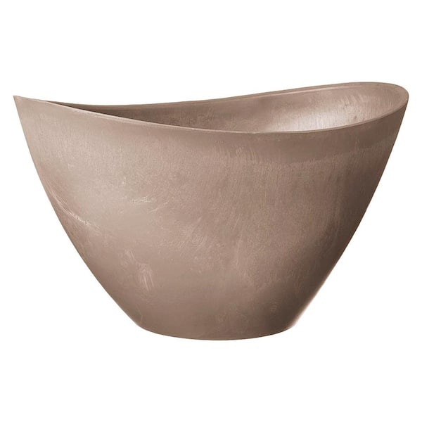 Arcadia Garden Products Swoop 16 in. x 12 in. x 9 in. Taupe Composite PSW Pot
