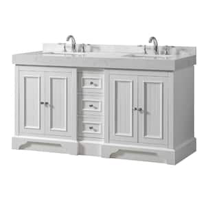 Kingswood Exclusive 60 in. W x 23 in. D x 36 in. H Bath Vanity in White with White Culture Marble Top