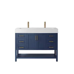 Pavia 48 in. Bath Vanity in Blue with Acrylic Vanity Top in White with White Basin