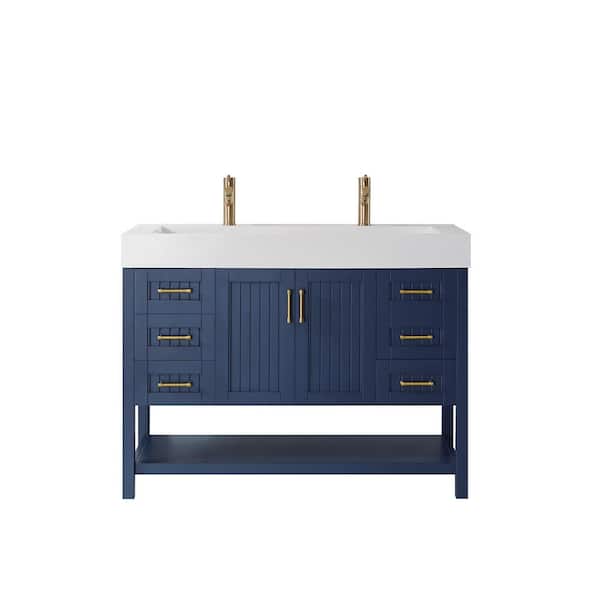ROSWELL Pavia 48 in. Bath Vanity in Blue with Acrylic Vanity Top in White with White Basin