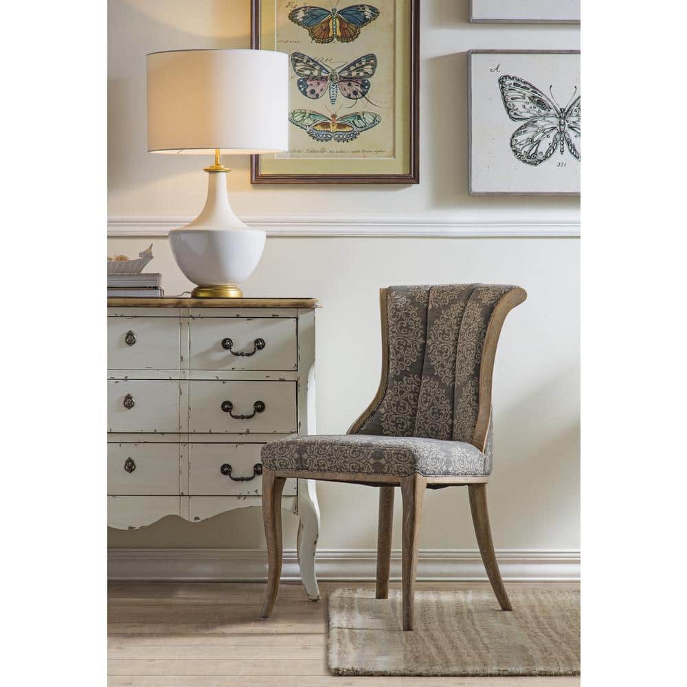 White Ceramic Table Lamp with Linen Shade and Gold Accents