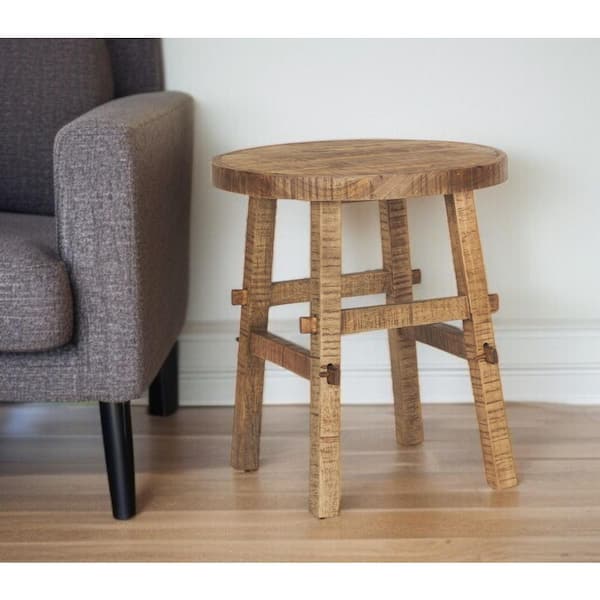 20.00 in. Brown Circular Solid Wood End Table