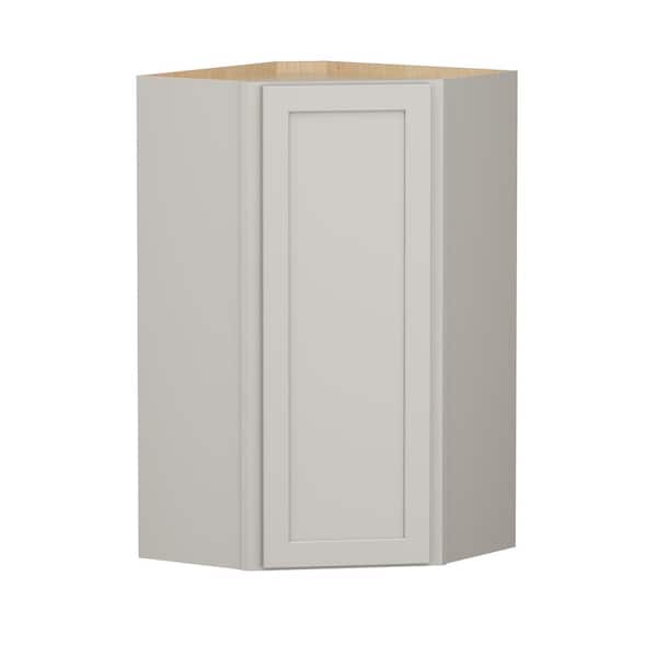 Shaker Full Overlay 24 in. W. x 12 in. D x 42 in. H Plywood Assembled Corner Wall Kitchen Cabinet in Stone Gray