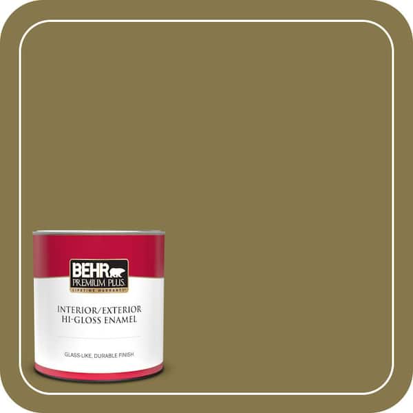 BEHR PREMIUM PLUS 1 qt. #M330-7 Green Tea Leaf Hi-Gloss Enamel Interior/Exterior Paint & Primer