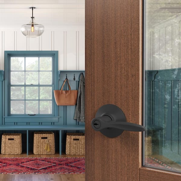 Schlage Delfayo Matte Black Keyed Entry Door Lever F51A DEL 622