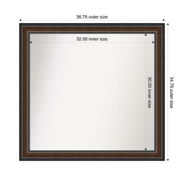 Amanti Art Cyprus Walnut 36.75 in. x 34.75 in. Custom Non-Beveled Wood Framed Bathroom Vantiy Wall Mirror