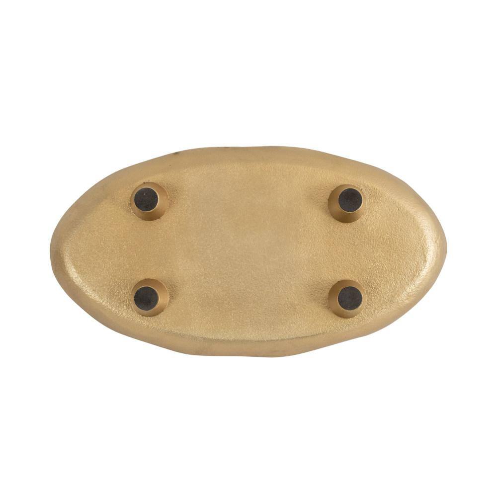 Gold Scalloped Oval Footed Metal Tray, 14 x 8