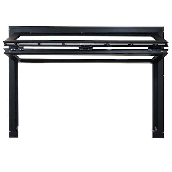 71.5 in. x 41.5 in. Awning Matte Black Tempered Fold-Up Outswing Aluminum Awning Window with No Bottom Frame