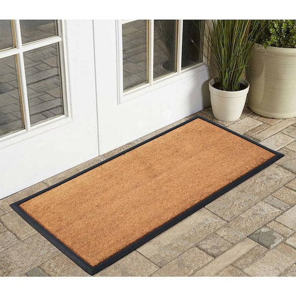 A1HC Welcome Beige 24 in x 38 in Rubber and Coir Large Heavy