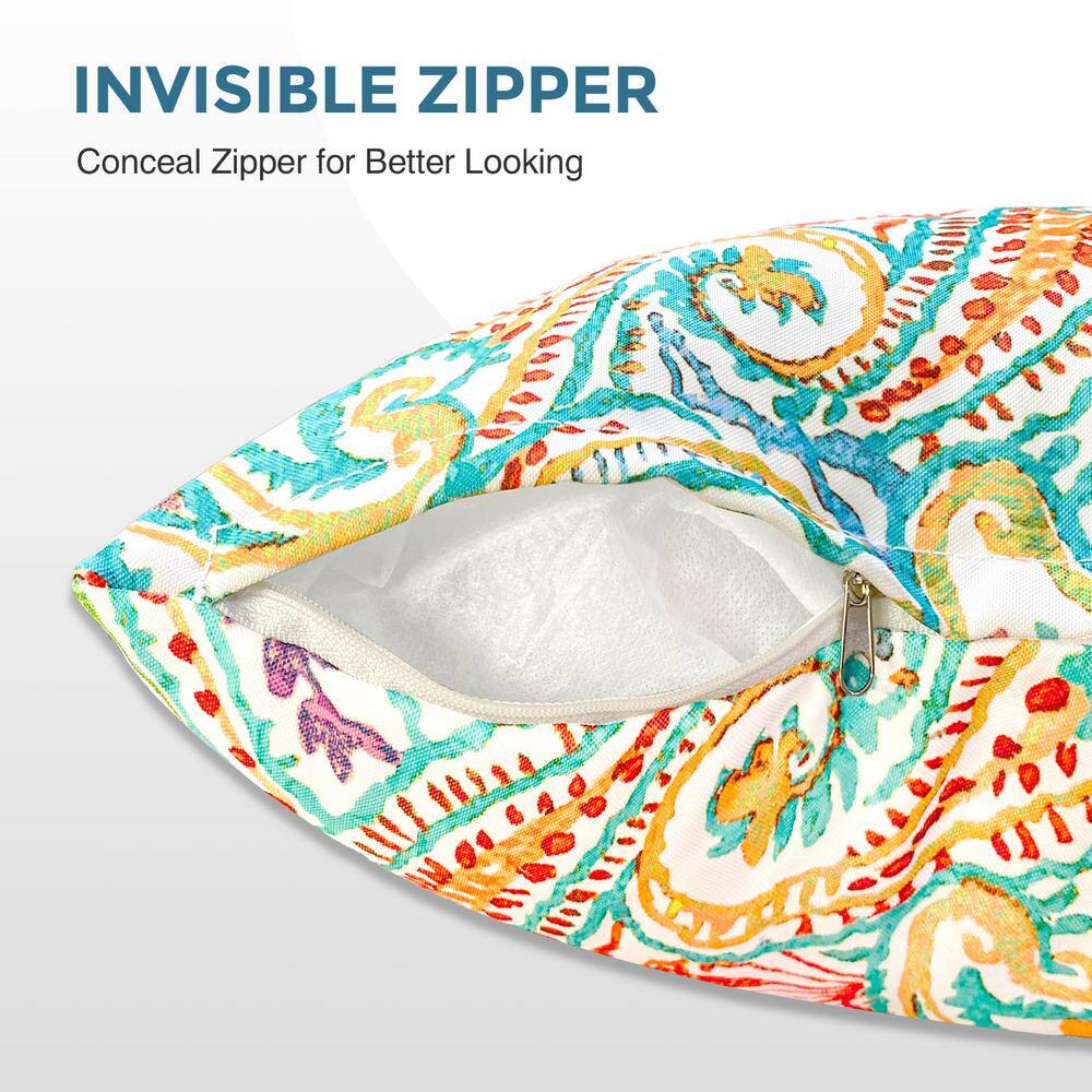 Paisley White Outdoor Cushion Covers Set of 4