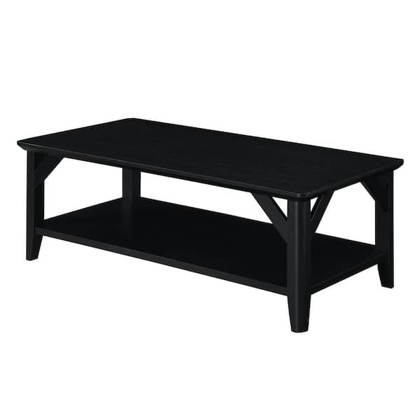 Convenience Concepts Winston 47.25 in. L Black Rectangle Woodgrain Melamine Top Coffee Table with Shelf