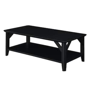 Winston 47.25 in. L Black Rectangle Woodgrain Melamine Top Coffee Table with Shelf