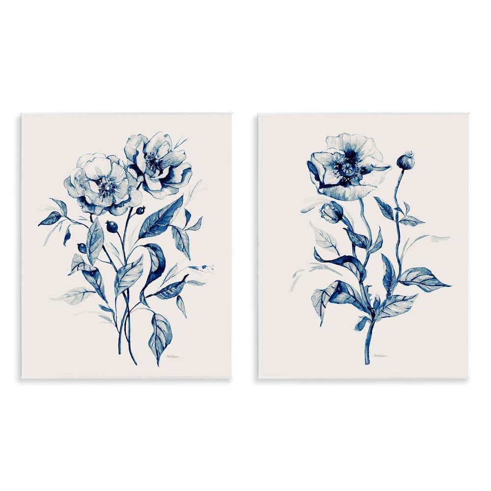 Blue Sketched Flowers by Carol Robinson 2-Pieces Unframed Nature Graphic Art Print 14 in. x 11 in. price history on PriceWatchPro