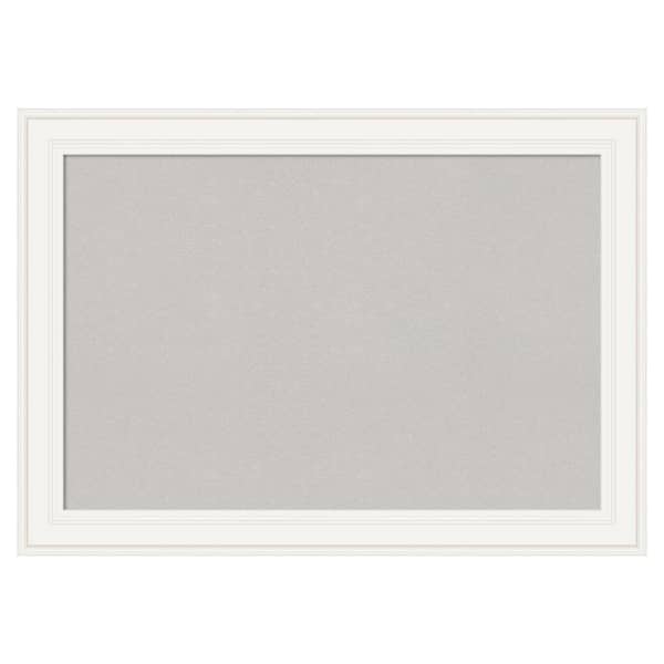 Amanti Art Ridge White Framed Grey Corkboard 42 in. x 30 in. Bulletin Board Memo Board