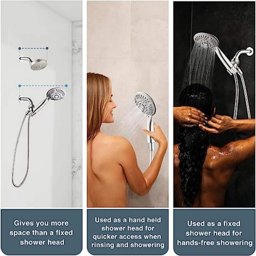 Brushed Nickel Handheld Shower Head with 9 Spray Settings