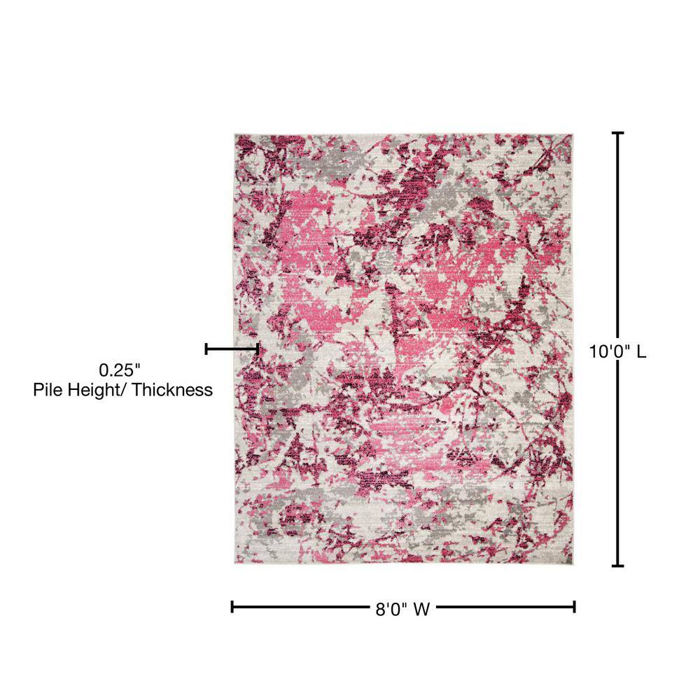 Easy-Care Reversible Pink/Ivory Synthetic 8' x 10' Area Rug