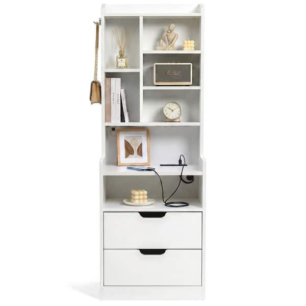 White 2 Drawer 17.32 in. W Nightstand