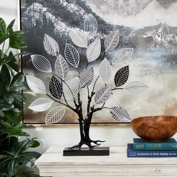 4 in. x 31 in. Black Metal Tree Sculpture