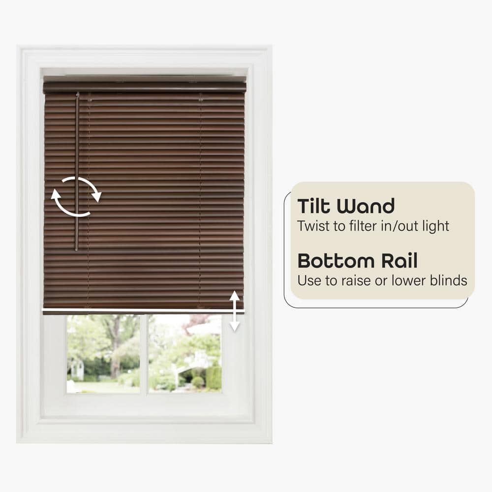 Mahogany Cordless Vinyl Room Darkening Mini Blinds, 27" x 64"