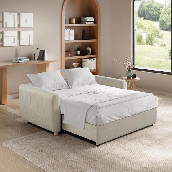 Serta Giles 66.5 in. Beige Polyester Full Size Sofa Bed 112A033BGE