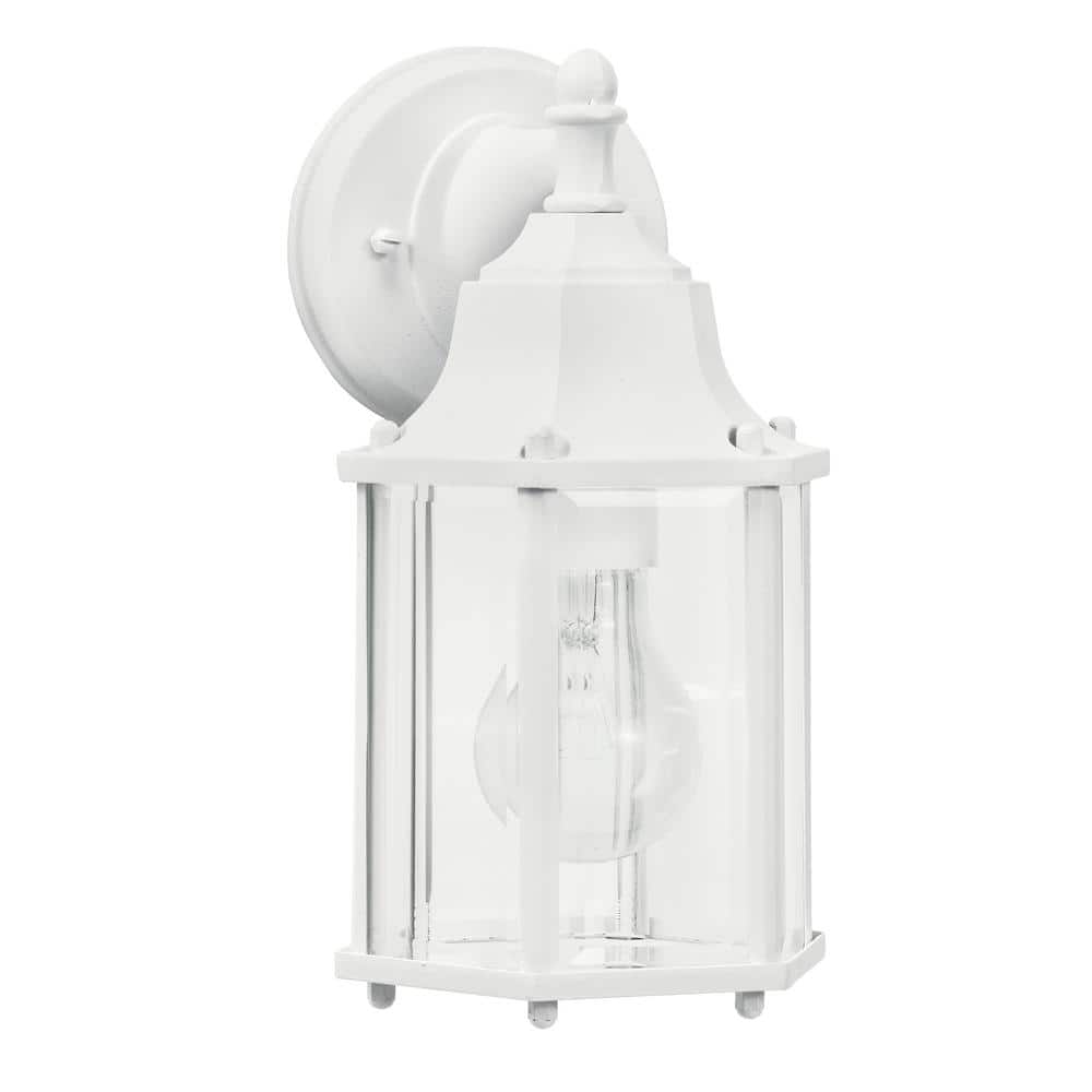 White Traditional Outdoor Wall Lantern with Clear Glass