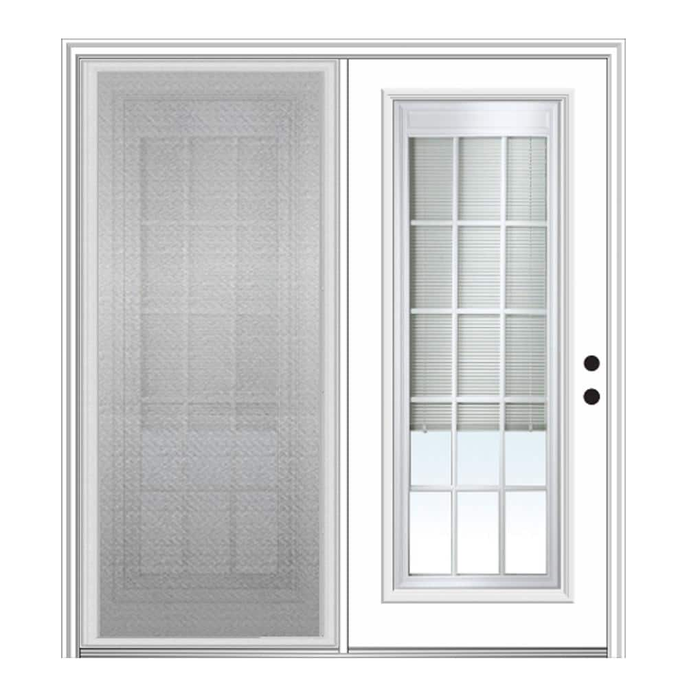 MMI Door 72 in. x 80 in. Full Lite Primed Fiberglass Smooth Stationary Patio Glass Door Panel with Screen