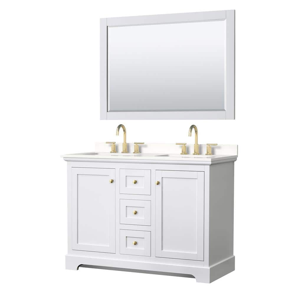 Avery 48 in. W x 22 in. D x 35 in. H Double Bath Vanity in White with White Quartz Top and 46 in. Mirror price history on PriceWatchPro
