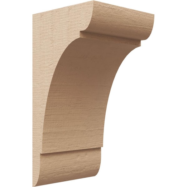 Ekena Millwork 7 in. x 7 in. x 14 in. Series 2 Wide Olympic Rough Cedar Woodgrain Timberthane Polyurethane Corbel, Primed Tan
