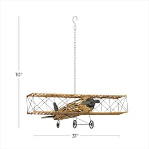 30.75 in. x 28 in. x 10 in. Natural Brown PVC Plastic and Metal Hanging Plane Sculpture