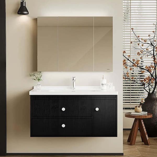 Black Wood Grain Peel and Stick Wallpaper Roll Vinyl Self Adhesive Contact Paper for Countertop (Covers 30.78 sq. ft.)