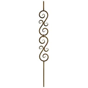 44 in. x 1/2 in. Oil Rubbed Bronze Double Scroll Hollow Iron Baluster
