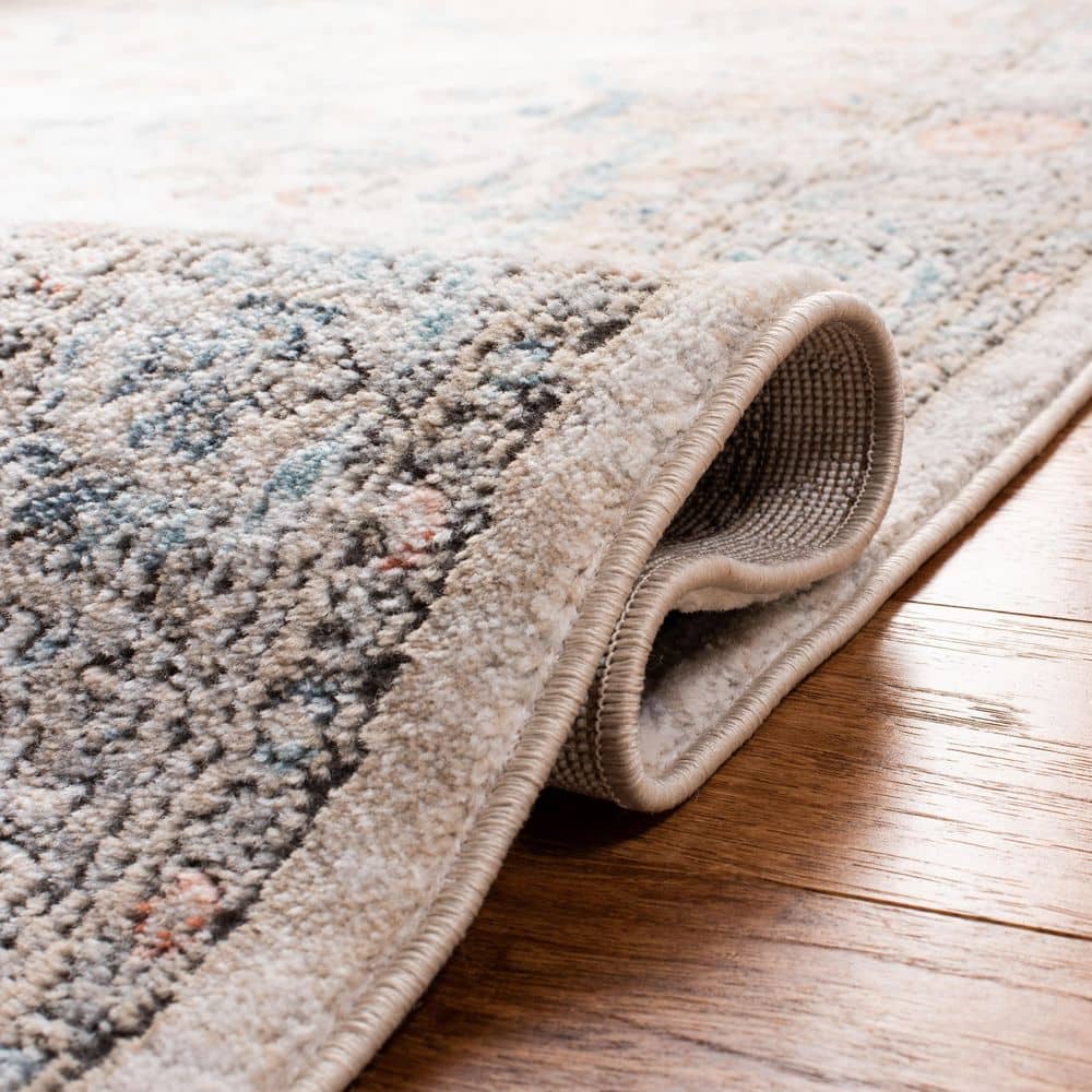 Martha Stewart Gray and Blue Synthetic Oriental Rug